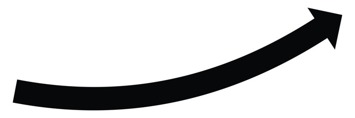 Long curve arrow. Flat style curved arrow icon. 