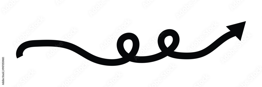 Poster long curve arrow. flat style curved arrow icon.