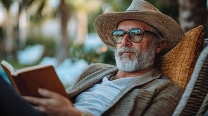 Wealth and leisure in retirement, focused shot of a senior planning luxurious leisure activities with wealth