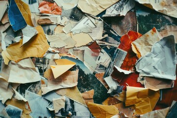 Close-up shot of a pile of torn paper with fibers and edges visible