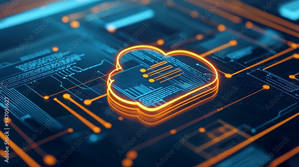 Poster a computer chip with a cloud on it