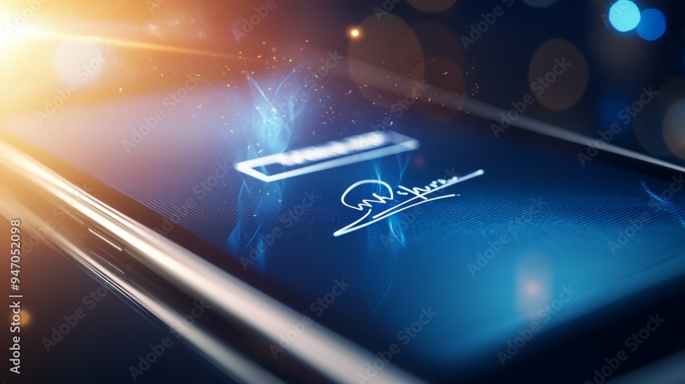 Poster a phone screen with a signature on it