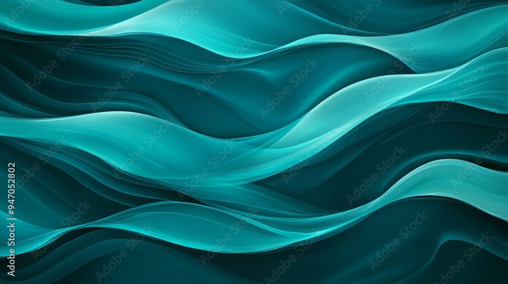Aufkleber a mesmerizing abstract wave pattern in teal and aqua, evoking fluidity and tranquility in design.