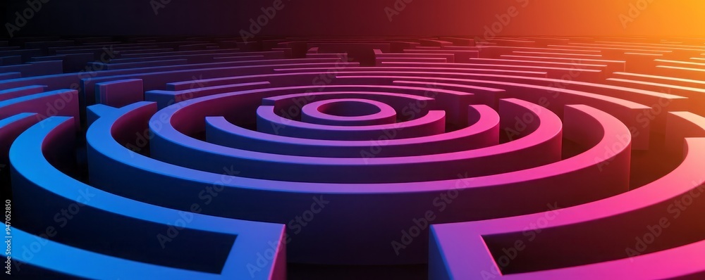 Aufkleber a mesmerizing abstract pattern of colorful concentric circles creating a labyrinth effect, ideal for