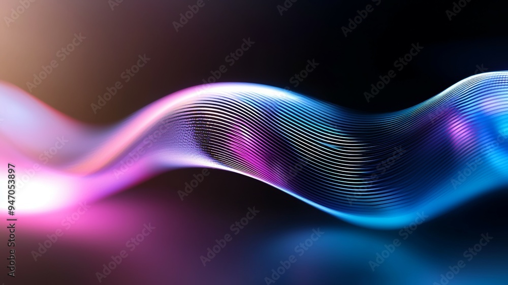 Poster a colorful wave of light is displayed on a dark background