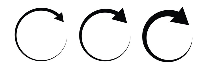 Set of circle arrows icon. Round reload sign. Circular rotation loading elements. 