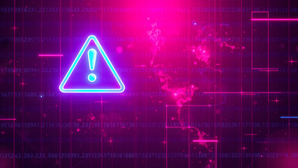 exclamation mark and padlock holographic high tech background