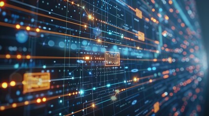 Blockchain technology powering international money transfer on a digital screen