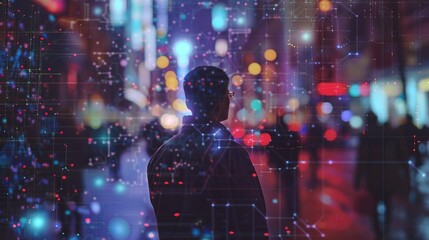 Fototapeta premium Blockchain-powered foreign currency exchange by a businessman