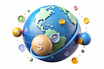 Glowing Abstract Globe with Currency Symbols Orbiting: Global Finance Concept with Financial Officer Role Emphasized