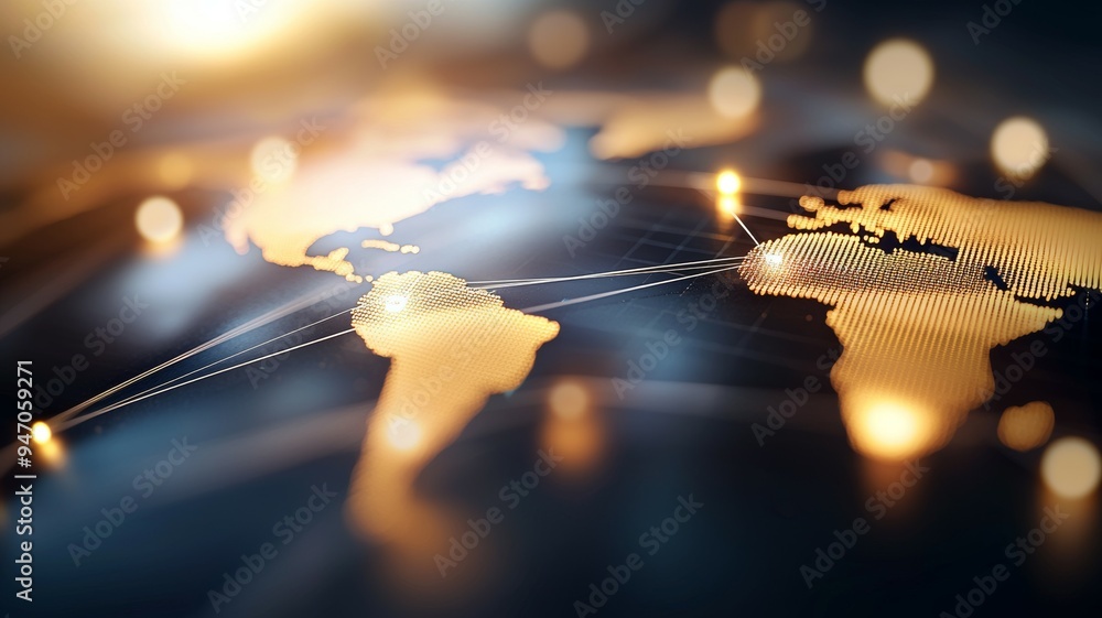 Poster a globe with a network of lines connecting it