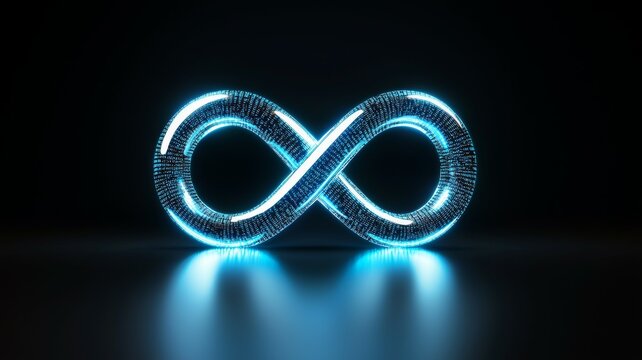 A blue and white symbol of an infinity sign
