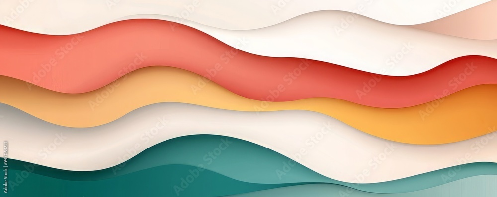 Poster abstract wave pattern showcasing vibrant colors and smooth curves, perfect for backgrounds and creat
