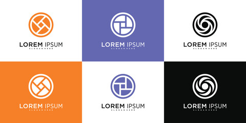 Set of company logo design elements, abstract circles. Premium Vector