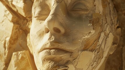 Closeup of a weathered stone face.