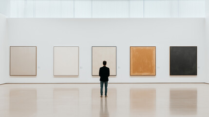 a person walking through art Gallery