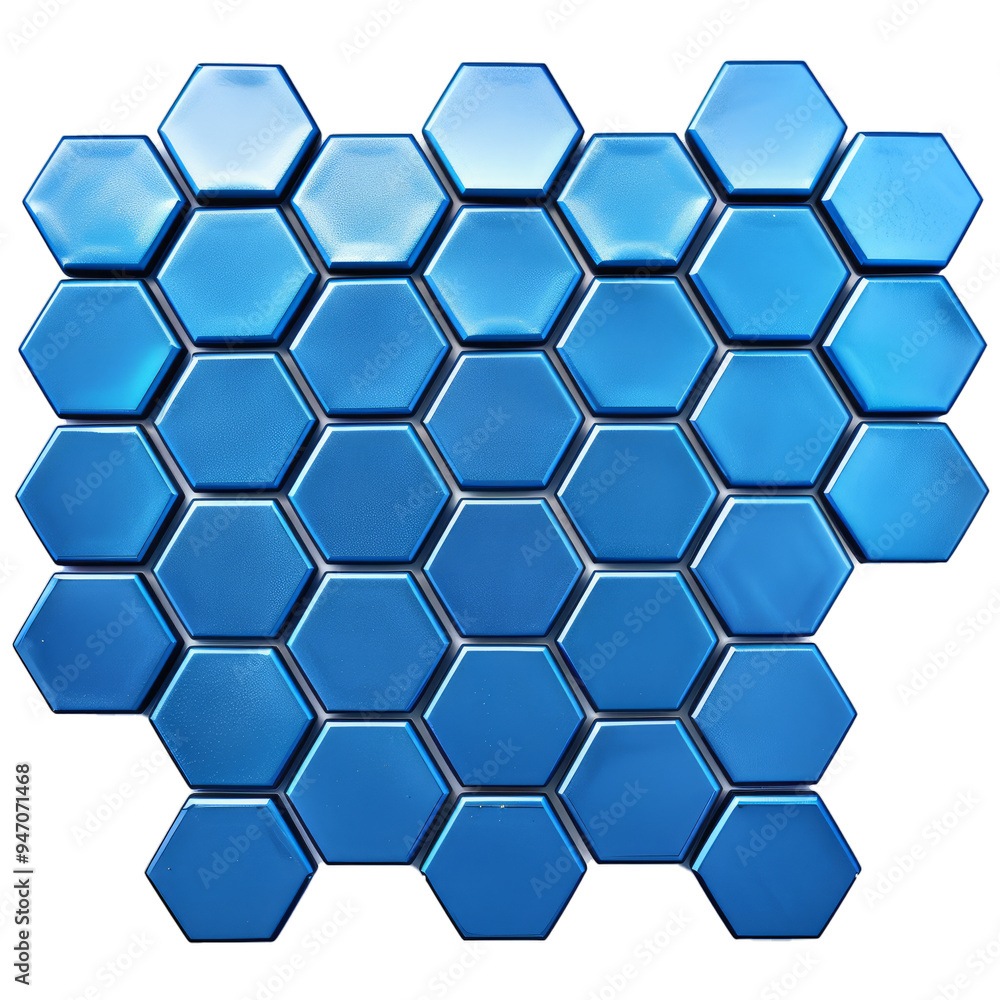 Poster abstract background formed by blue hexagons creating honeycomb like structure