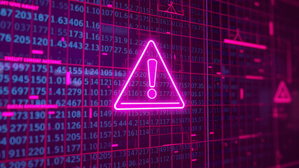 exclamation mark and padlock holographic high tech background