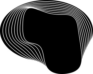 Circle black dynamic wavy shape. Element for tech, digital, future, network