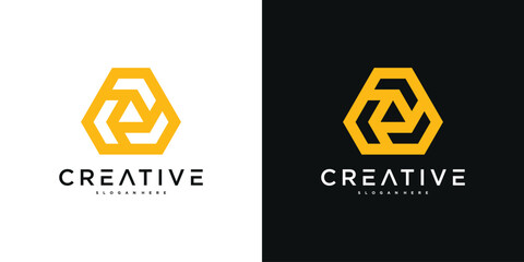 Creative abstract geometric logo design template. Premium Vector