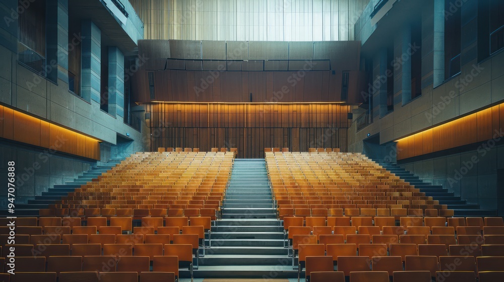 Sticker Empty Auditorium with Rows of Seats.