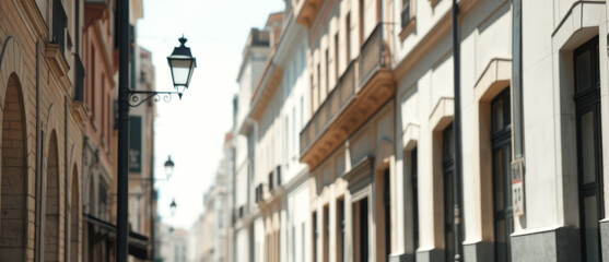 Fototapeta premium Old Street Lamp with Blurred Buildings in the Background