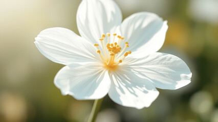 Obraz premium White Flower with Yellow Center in Soft Focus