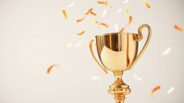 Golden Trophy with Confetti