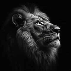Majestic Lion Portrait in Monochrome