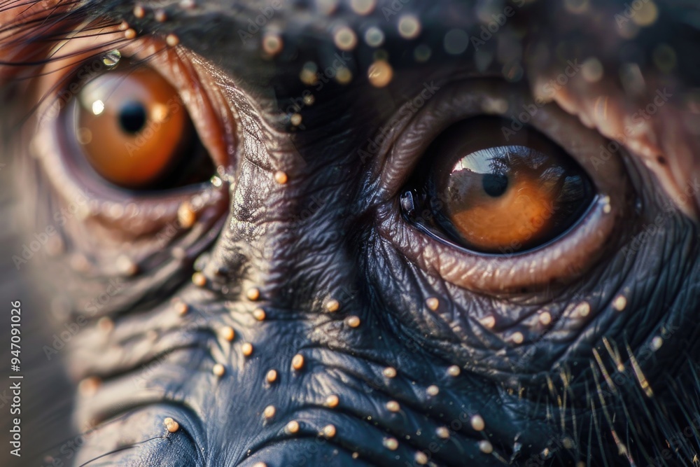 Poster close-up view of a monkey's eye with distinctive dots