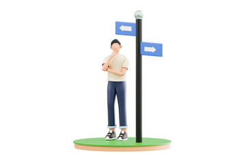 Decision-Making 3D Character Illustration.