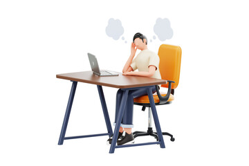 Fototapeta premium Daydreaming 3D Character Illustration.