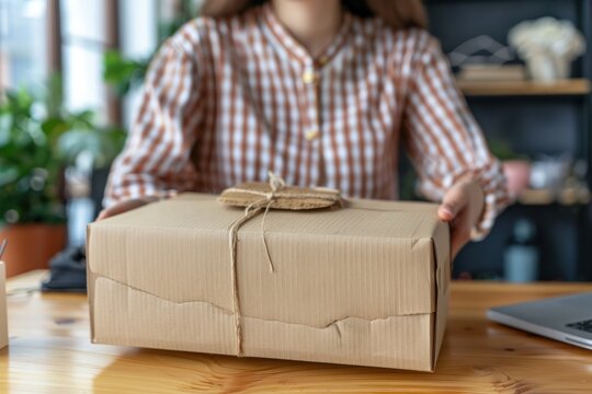 Woman holding a package