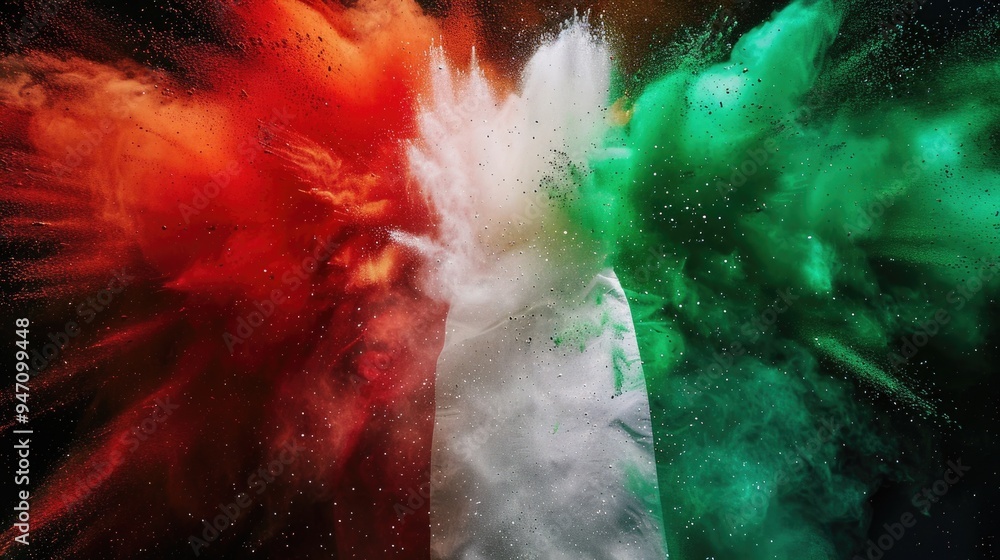 Aufkleber a massive explosion of smoke with vibrant colors, suitable for use in various scenes such as action 