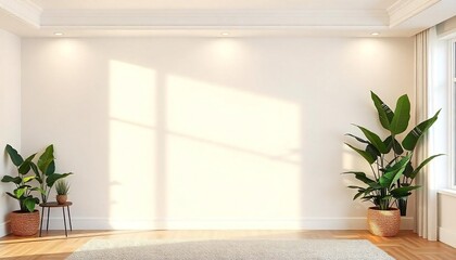 Blank wall in bright office mockup with large windows and sun passing through, Empty Office Space HDR, Architecture, Indoor, interior, sunlight,  3D rendering created with generative ai