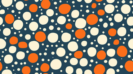 Polka dot seamless pattern background. Orange, teal white