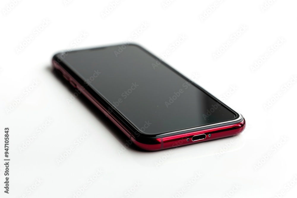 Poster close-up shot of a cell phone on a table, suitable for use in editorial or commercial contexts