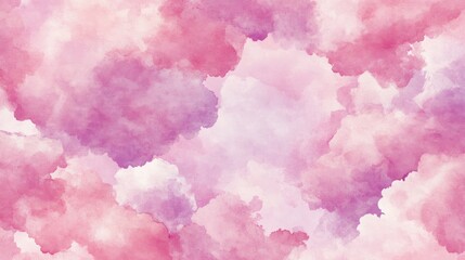 Fototapeta premium Soft Pink Clouds Watercolor Morning Sky Pattern 