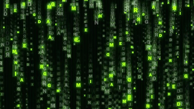 matrix words code video background