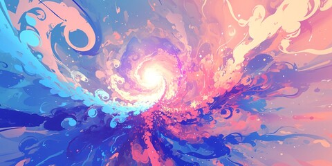 Fototapeta premium Swirling cosmic vortex of vibrant colors in abstract digital artwork