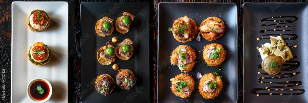 Canvas Prints Bite-sized appetizers served before the main course and warm dishes in between.