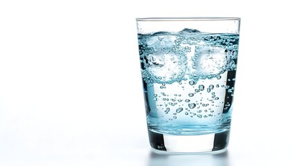Glass of Sparkling Water with Ice Cubes