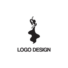 black abstract dancing woman for logo design