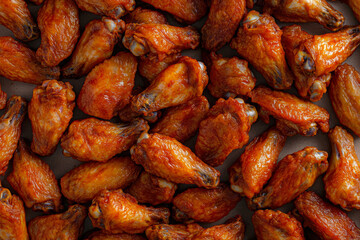 Obraz premium Fried Delicious And Juicy Chicken Wings In Grill Sauce Created With Artificial Intelligence