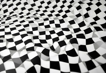 black and white checkered pattern with a wavy