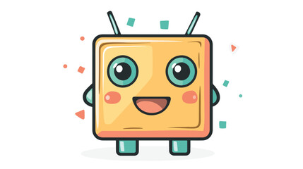 Naklejka premium Boxy robot with round eyes and a cheerful face, white background, vector art cartoon style