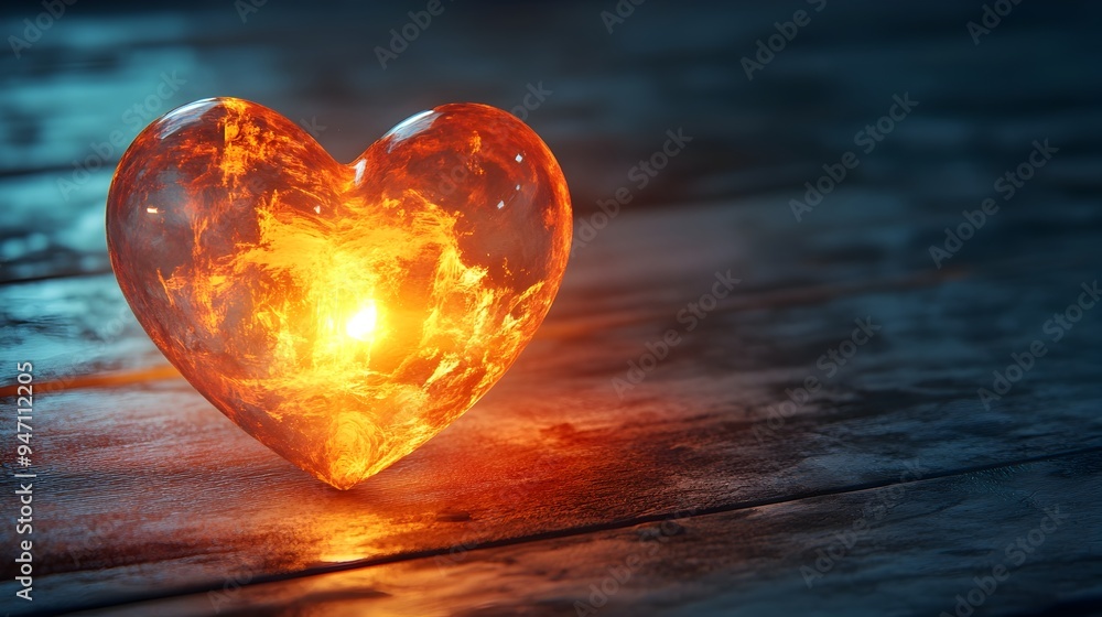 Poster conceptual image of a glowing heart shaped object symbolizing positive energy the luminous design wi