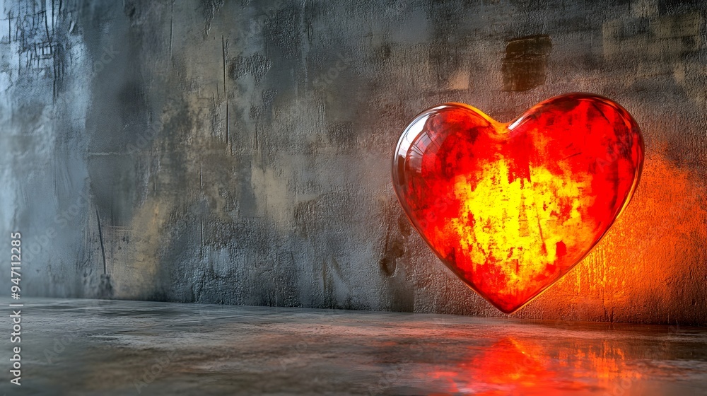 Aufkleber conceptual image of a heart shaped object glowing brightly representing happiness and joy the lumino