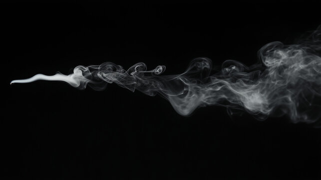 A small wisp of smoke against a black background
