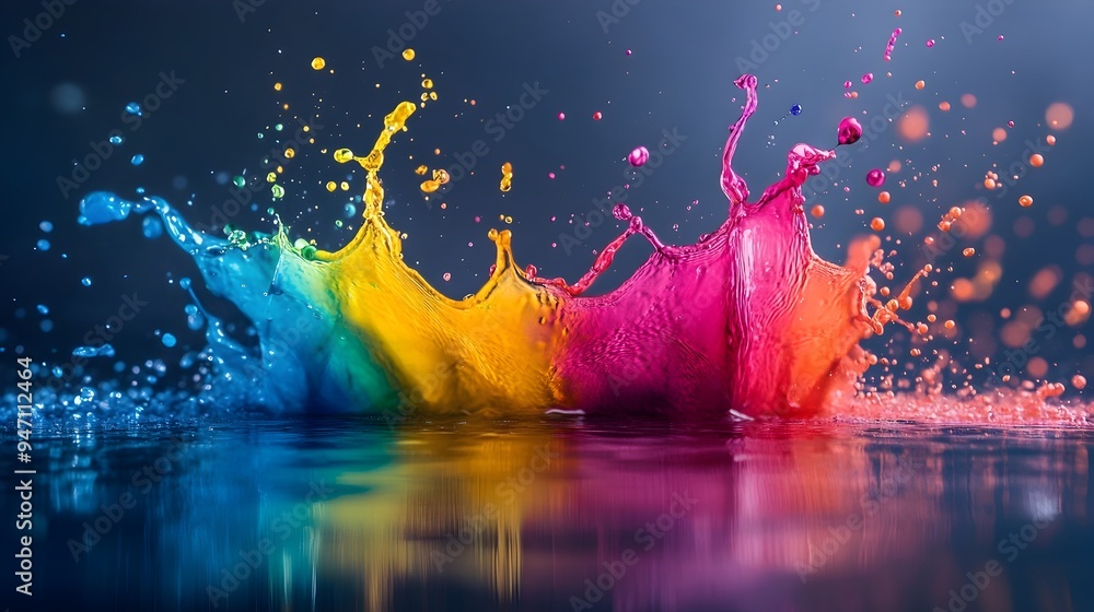 Poster a conceptual image showcasing a joyful splash of vibrant color symbolizing happiness optimism and th